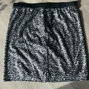 Ann Taylor Loft Sequin Skirt 6 NWT Silver Lined Glam Pull On Lightweight Fairy